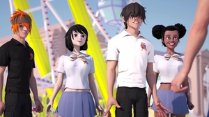 Hentai Sex School: Threesome Action At The Festival